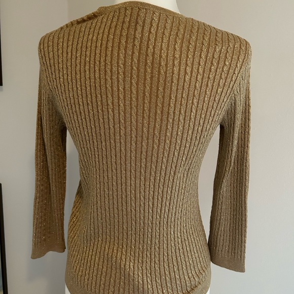 Lauren Ralph Lauren ladies gold knit top, size M petit - Picture 2 of 3